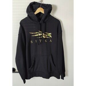 Sitka Pullover Hoodie Size XL Black Camo Logo Hunting Outdoors